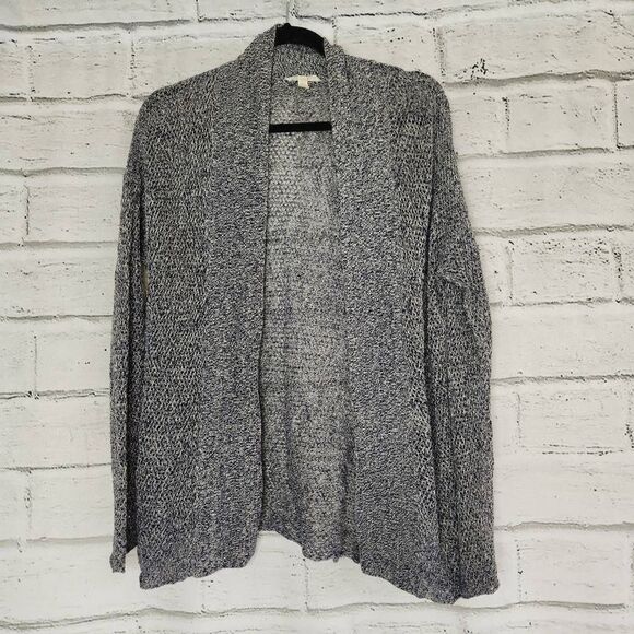 Eileen Fisher Organic Linen Open Marled Knitted Cardigan Blie Gray Small Petite - Picture 1 of 14